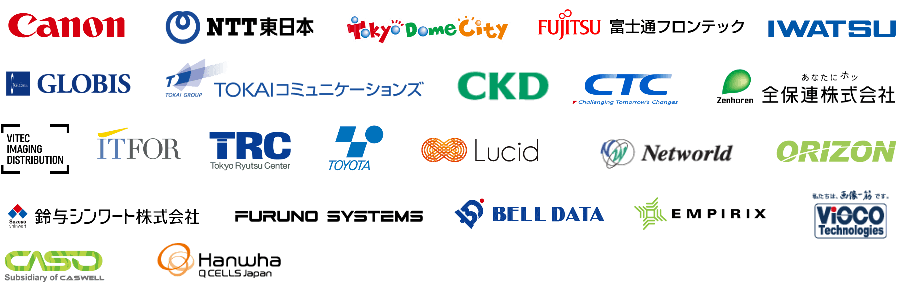 多様な業種・企業規模のお客様のロゴ